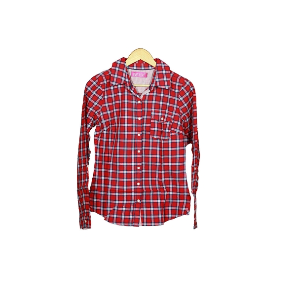 Ladies Full hand checkered shirt red colour