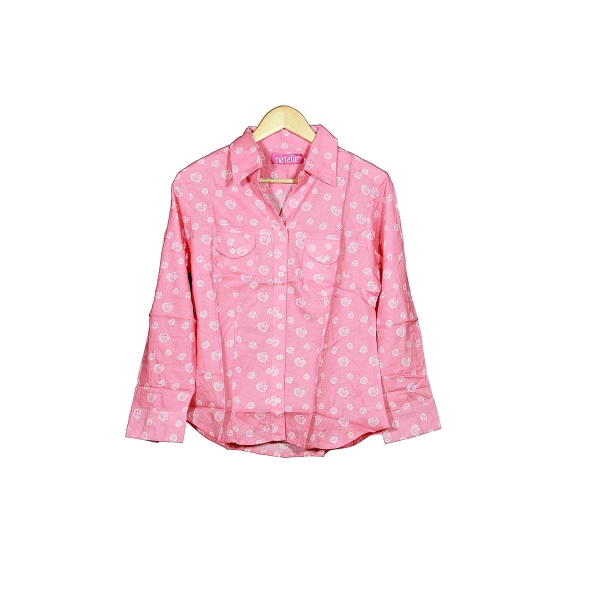 Ladies Full hand checkered shirt light pink colour