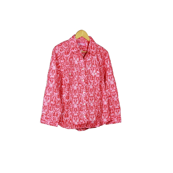 Ladies Full hand checkered shirt dark pink colour