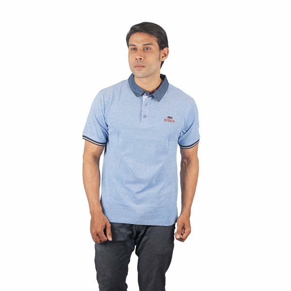 Eltoro Men's plain polo T-shirts light blue