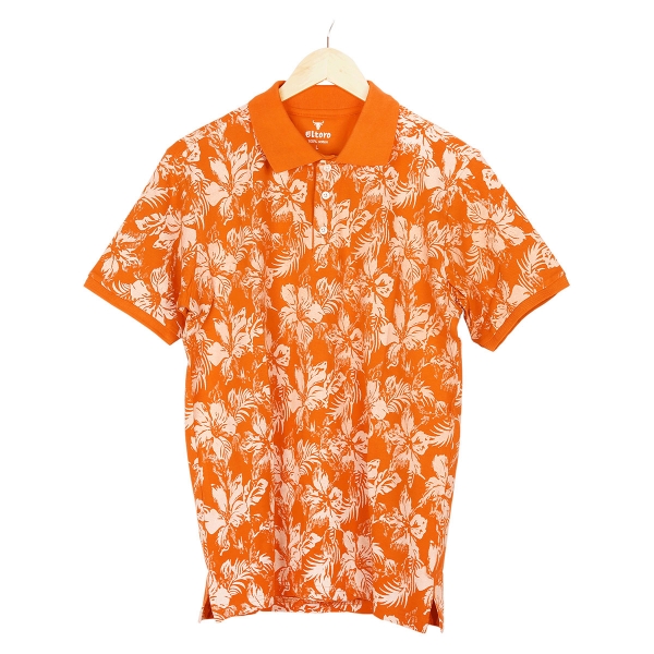 ELTORO Men's Printed POLO T-Shirt( Orange colour)