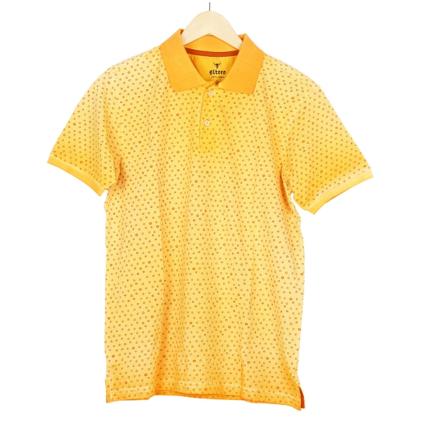 ELTORO Men's Printed POLO T-Shirt( light yellow colour)