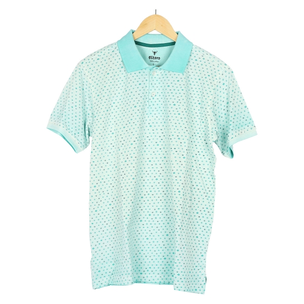 ELTORO Men's Printed POLO T-Shirt( light green colour)