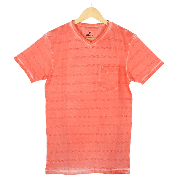 ELTORO Men's V neck T-Shirt( orange colour) 